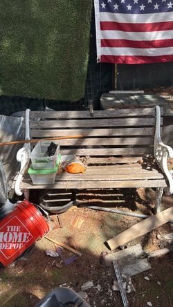 Outdoor Garden Bench with Cast Iron Arms