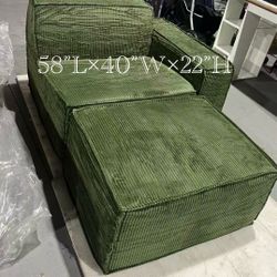 🥨Oversized Living Room Chair with Ottoman Corduroy Upholstered,Modern Chaise Lounge Chairs Indoor with Footrest,Large Accent Armchair