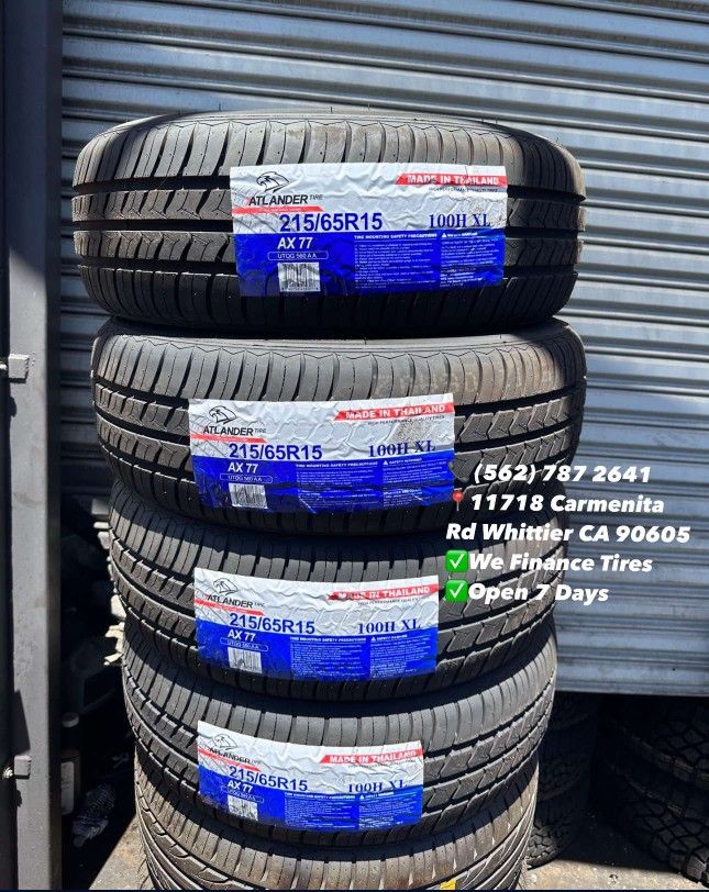 215/65R15 Atlander Set of Tires Installed and Balanced Set de Llantas Nuevas Instaladas y Balanceadas