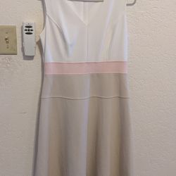 White Blush Pink Cream Beige Dress Size 8
