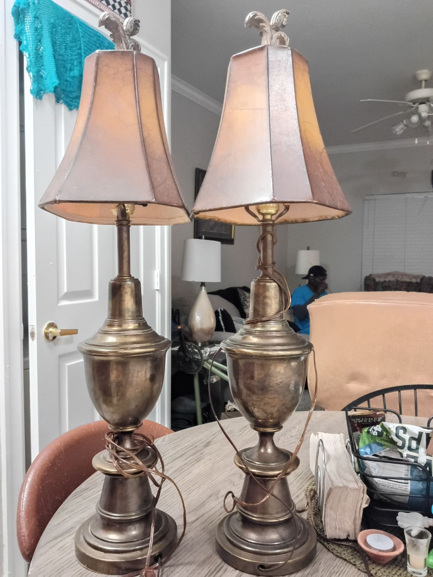 Vintage 1950s-60s mid century pair of brass table lamps $40.00 or if sold separately $25.00 each