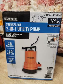 Everbilt
1/4 HP 2-in-1 Submersible Utility and Transfer Pump