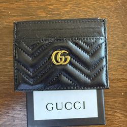Gucci GG Marmont Black Matelassé Leather Card Holder