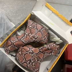Heeless Wedge Snakeskin Heel