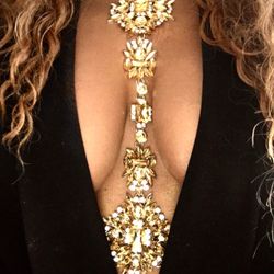 NEW Crystal Necklace Body Chain Gold Yellow