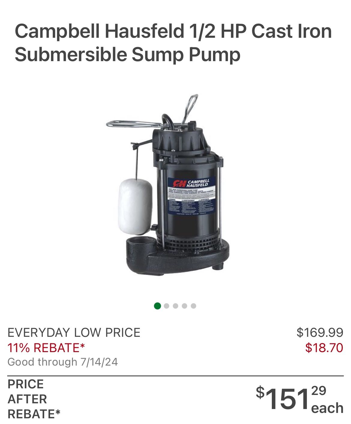 Half horsepower submergible sub pump