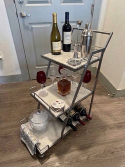 Silver Marble Bar Cart