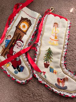 Vintage Christmas Needlepoint Stockings