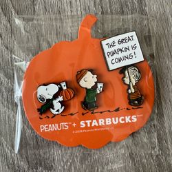 Starbucks x Peanuts Snoopy Pumpkin Enamel Pin Set Limited Edition