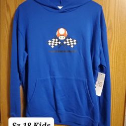 Nintendo Mario Brothers Mario Cart Graphic Hoodie Sweatshirt Size 18 Kids