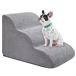 Dog Stairs 3 Layers for Beds Or Couches,16’’ High Dog Stairs for Small Dogs 3 Layers, Extra Wide Deep Dog Stairs, Soft Foam Dog Steps, for Injured Dog