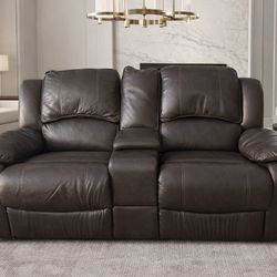🛋️ BEAUTIFUL QUALITY LEATHER LOVESEAT – CHOCOLATE BROWN 😍 💲 ONLY $120 – DELIVERY AVAILABLE 🚚