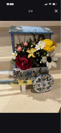 Painted wagon with flowers