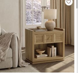 SICOTAS Night Stand Set 1, 26" Wide Nightstands with Drawer, Large Queen Size Nightstands Set 1. Modern Bedside Table for Bedroom, Side End Table (Bro