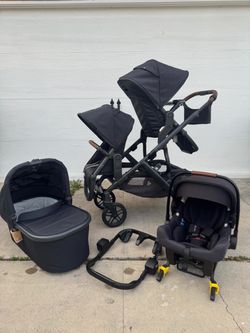 Like new Uppababy vista v2 double stroller and 2024 nuna urbn car seat