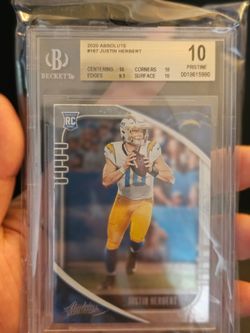 2020 Absolute Justin Herbert RC #167 BGS 10 PRISTINE Rookie - Triple 10s - CHARGERS