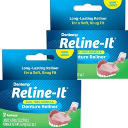 Dentemp Denture Reline Kit - Advanced Formula Reline It Denture Reliner (Pack of 2)