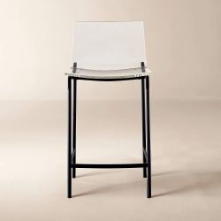 CB2 - 3 Chiaro clear counter stools- black