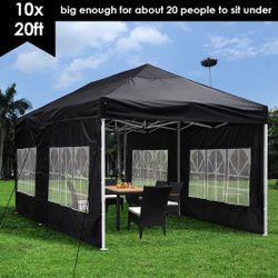 🤍10x20' Heavy Duty Enclosed Pop Up Canopy Folding with 4 Sidewalls for Outdoor Event Vendor Farmer Flea Market Tent 🤍🤍🤍