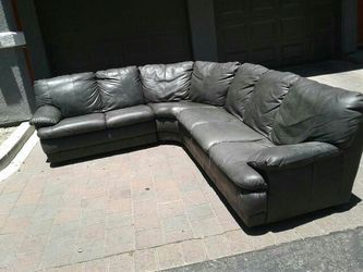 Like New Grey Leather Sectional Free Delivery