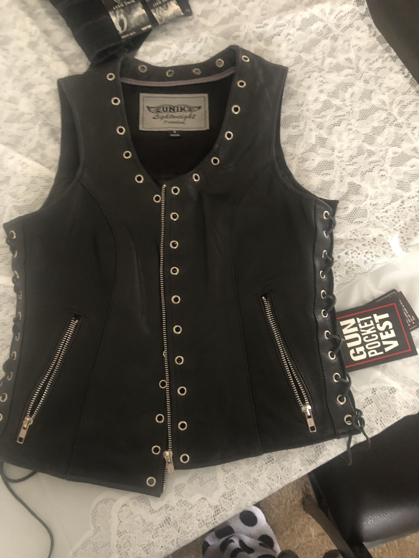 Sexy Leather Womans Motorcycle Vest small