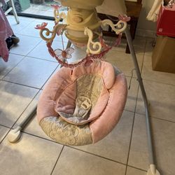 Fisher Price Pink Pearl Chandelier cradle and swing