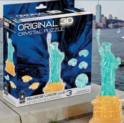2018 BePuzzled 3-D Crystal Puzzle Statue of Liberty 78 Pieces Complete In Box. This BePuzzled 3D Crystal Puzzle features a translucent Statue of Liber