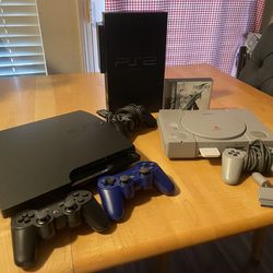 PS1, PS2, and PS3 bundle W/ game