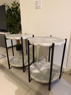 White Marble End Tables