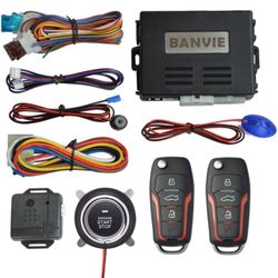  BANVIE ① Car Keyless Entry Security Alarm System + ② Remote Engine Starter + ③ Push to Start Stop Iginition Kit Button 50+ bought in past month