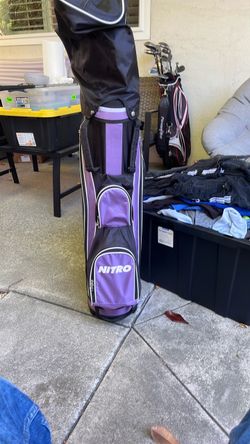 Nitro Golf Stand Bag Black and Purple with Cougar Champion II Set W/Dunlop Putter