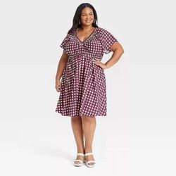 Women's Flutter Short Sleeve Sundress - Ava & Viv XXL 