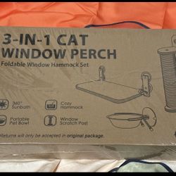 3 In 1 Cat Window Perch, Bowl and Scratch Post