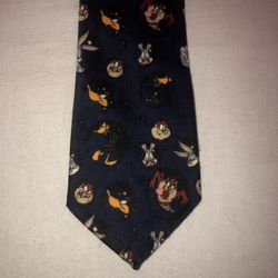 Looney Tunes Mania silk tie with Daffy Duck, Bugs Bunny, & the Tazmania Devil