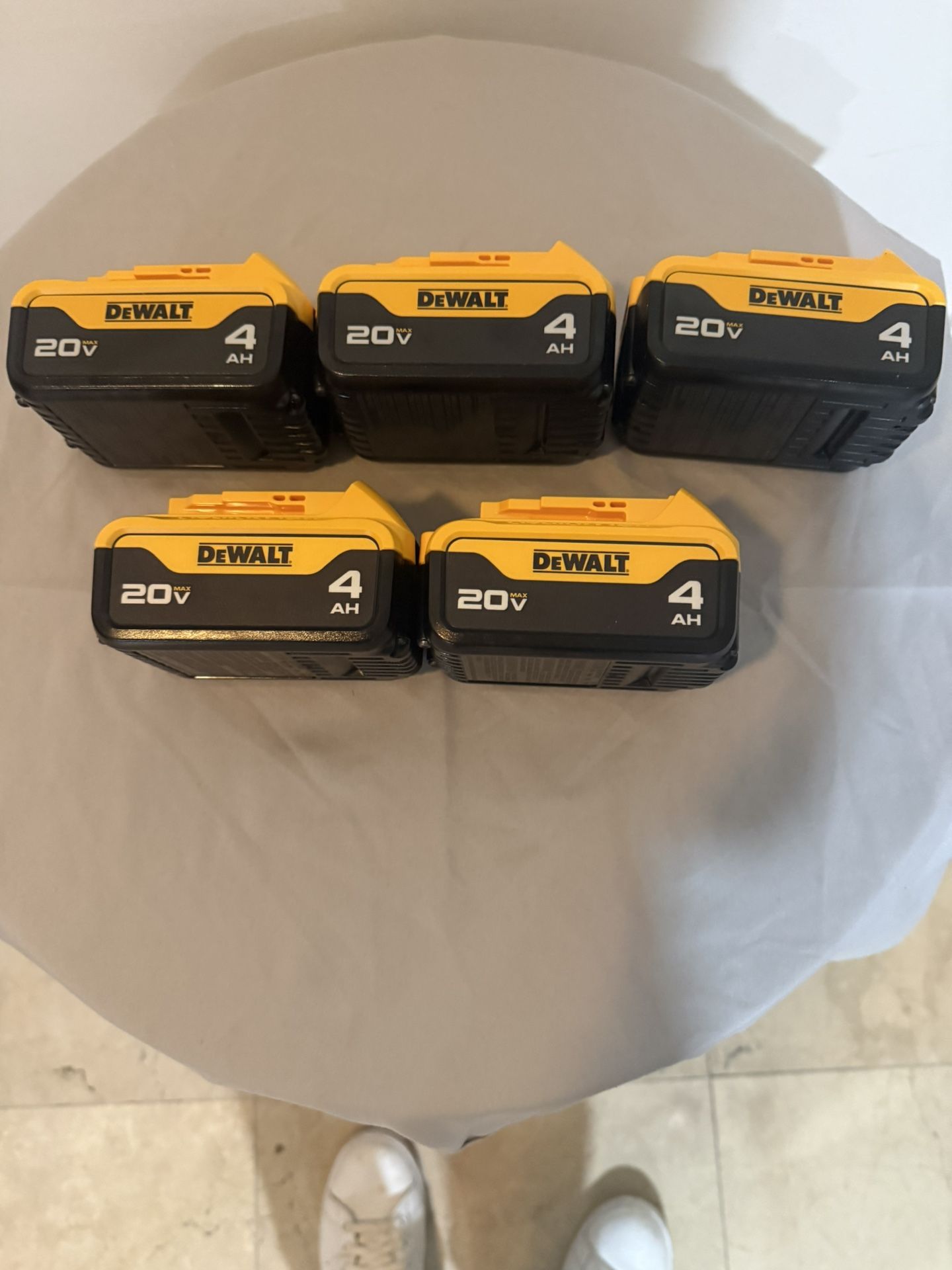 20V MAX Premium Lithium-Ion 4.0Ah Battery  The 5 batteries cost $190. The price is not negotiable.