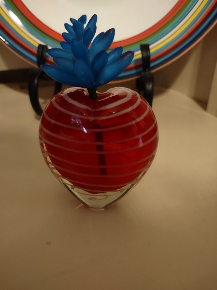 5" Tall Heart Shaped Glass Vase
