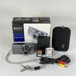 SONY Cyber-shot DSC-W570 Silver 16.1 MP Digital Camera with 4GB Memory & Charger