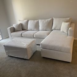 White Greyish Sectional With Ottoman ‼️financing Available 