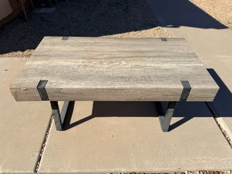 Noble House Home Furnishings Gray Wood Modern Coffee Table with Metal Frame (LxWxH: 23.5” x 43.25” x 17”)