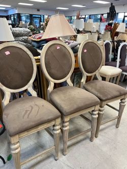 Set of 3 French-Style Upholstered Dining Chairs