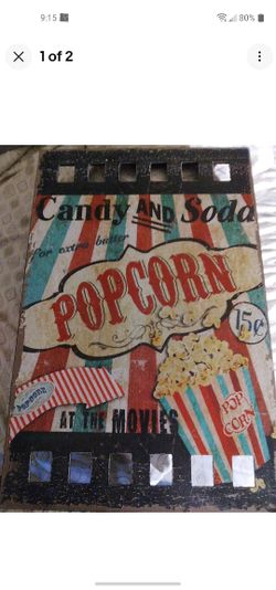 Movie Cinema Sign Home Theater Man Cave Sign Popcorn Candy And Soda