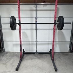 Squat Rack, Bar , and pair of 45s