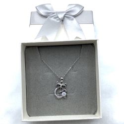 S925 sterling silver fashionable owl necklace