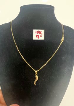 10K Solid Gold Chain and Pendant For Wedding 18 Inches Long