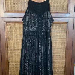 Francesca's black lace DRESS with peach lining. Size: Large