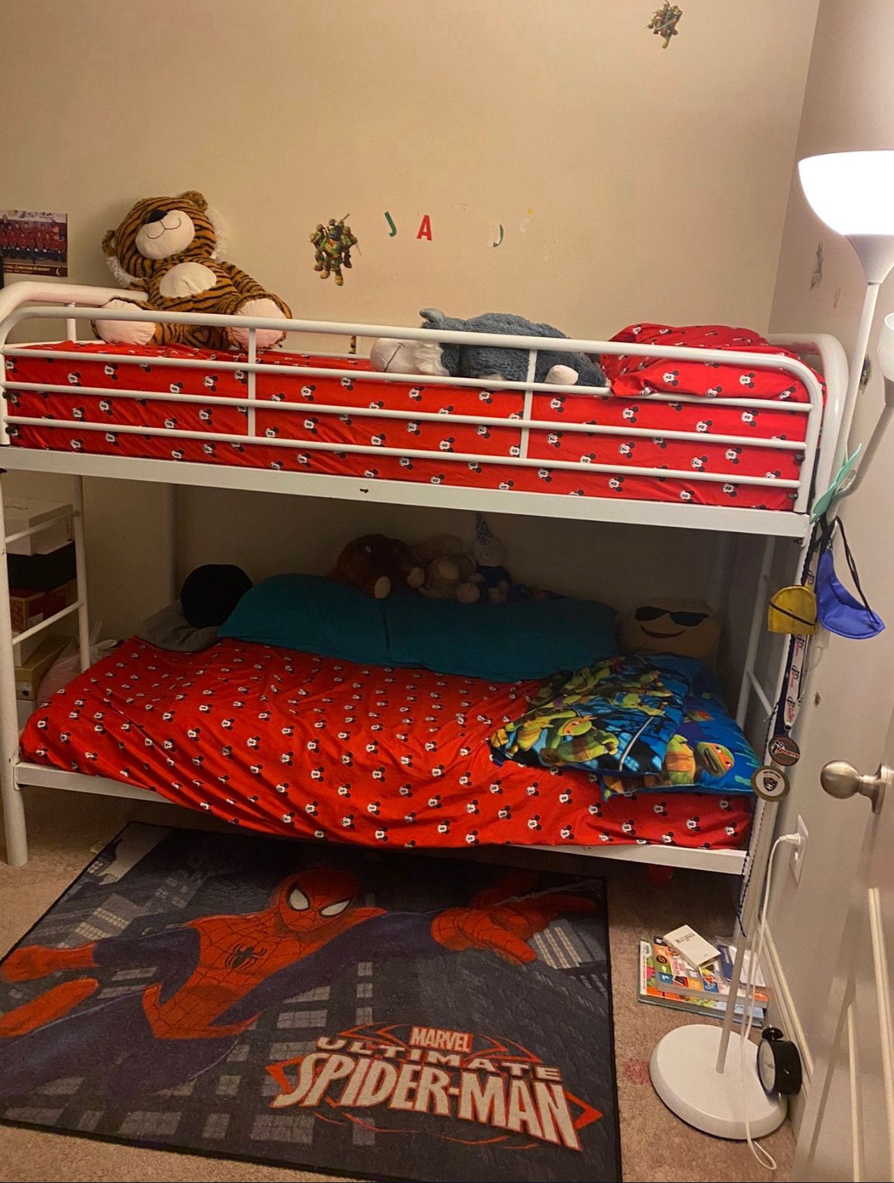 White Twin Size Metal Double Bunk Bed With Mattress Gently Used