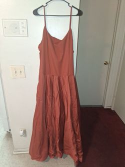 Rust Orange Spaghetti Strap Maxi Dress
