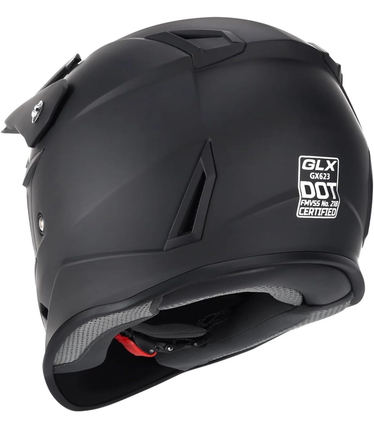 GLX GX623 Youth ATV/Dirt Bike Helmet Combo Matte Black, Large DOT
