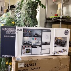 Little Angel Play Kitchen Wooden Toy Kitchen Set For Kids, Big Kids Kitchen Playset With Realistic Lights And Sounds