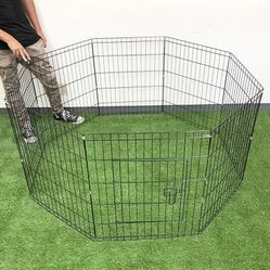 Brand New $44 Dog 8-Panel Playpen, Each Panel 30” Tall X 24” Wide Metal Pet Gate Exercise Fence Crate Kennel 